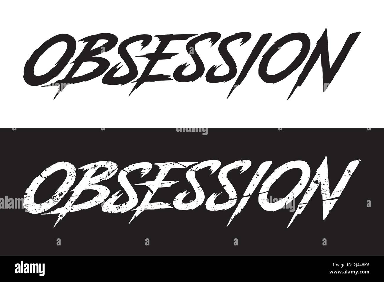 Obsession. Typography logo design emblem.  Digital hand lettering logo illustration. Stock Vector