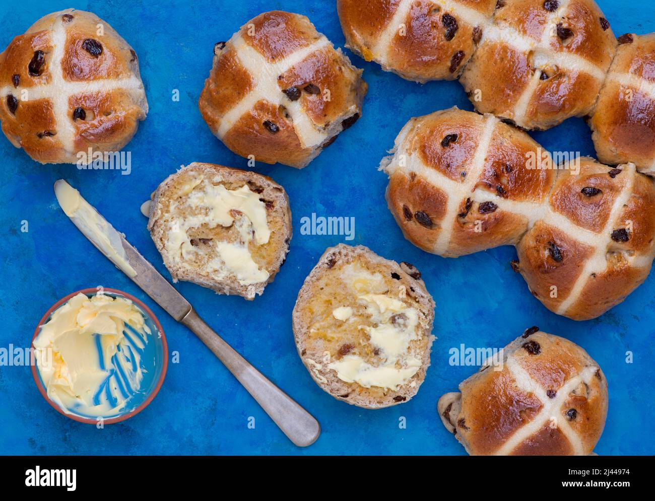 Homemade Hot Cross buns Stock Photo Alamy
