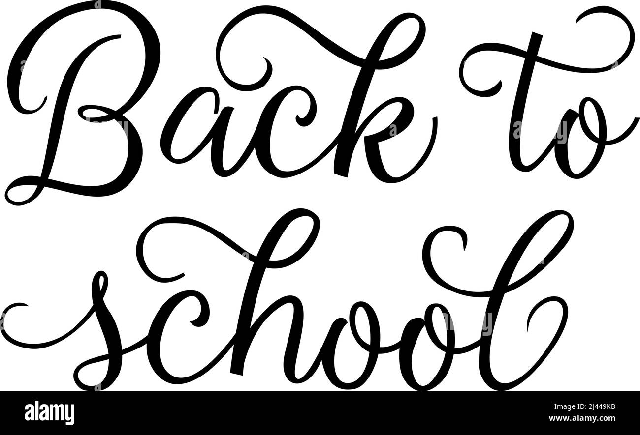 Back to school creative lettering with design. Handwritten text, calligraphy. Can be used for greeting cards, posters, leaflets Stock Vector