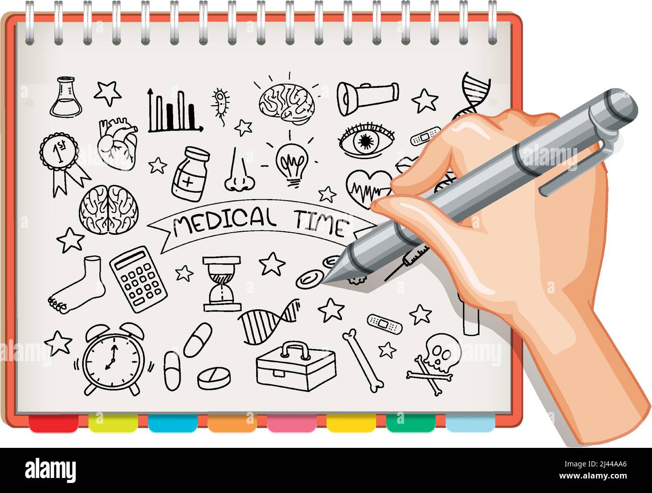 Hand drawn doodle icons on paper illustration Stock Vector Image & Art ...