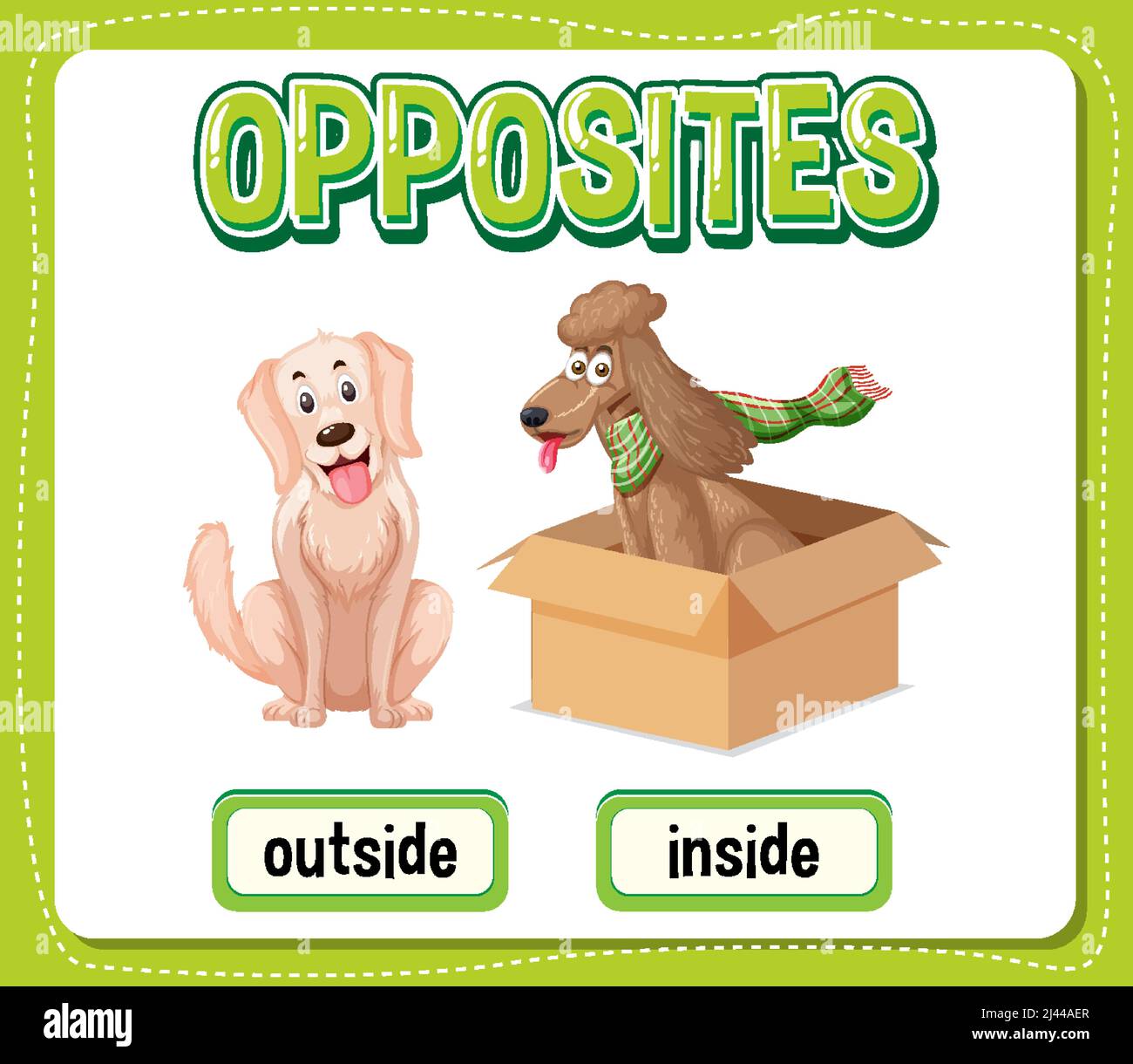 Opposite words for outside and inside illustration Stock Vector Image