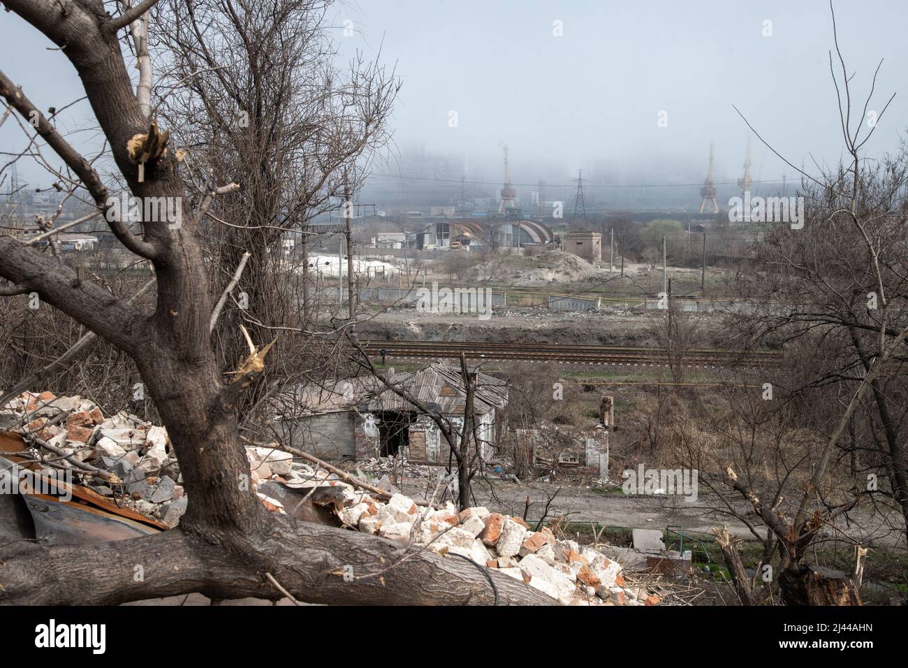 Mariupol, Ukraine. 09th Apr, 2022. Azovstal steel plant can be viewed