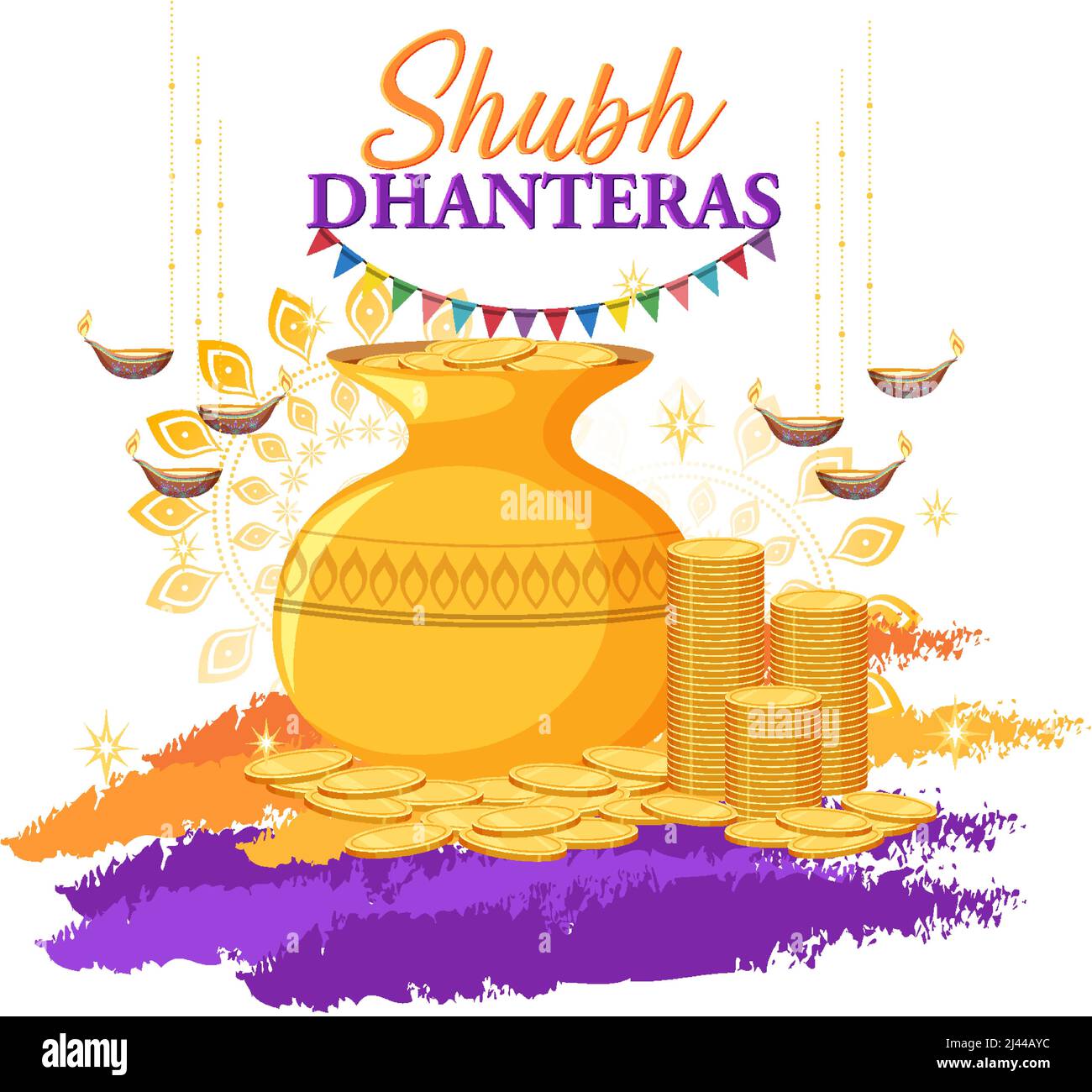 Hindu Shubh Dhanteras day icon illustration Stock Vector Image & Art ...
