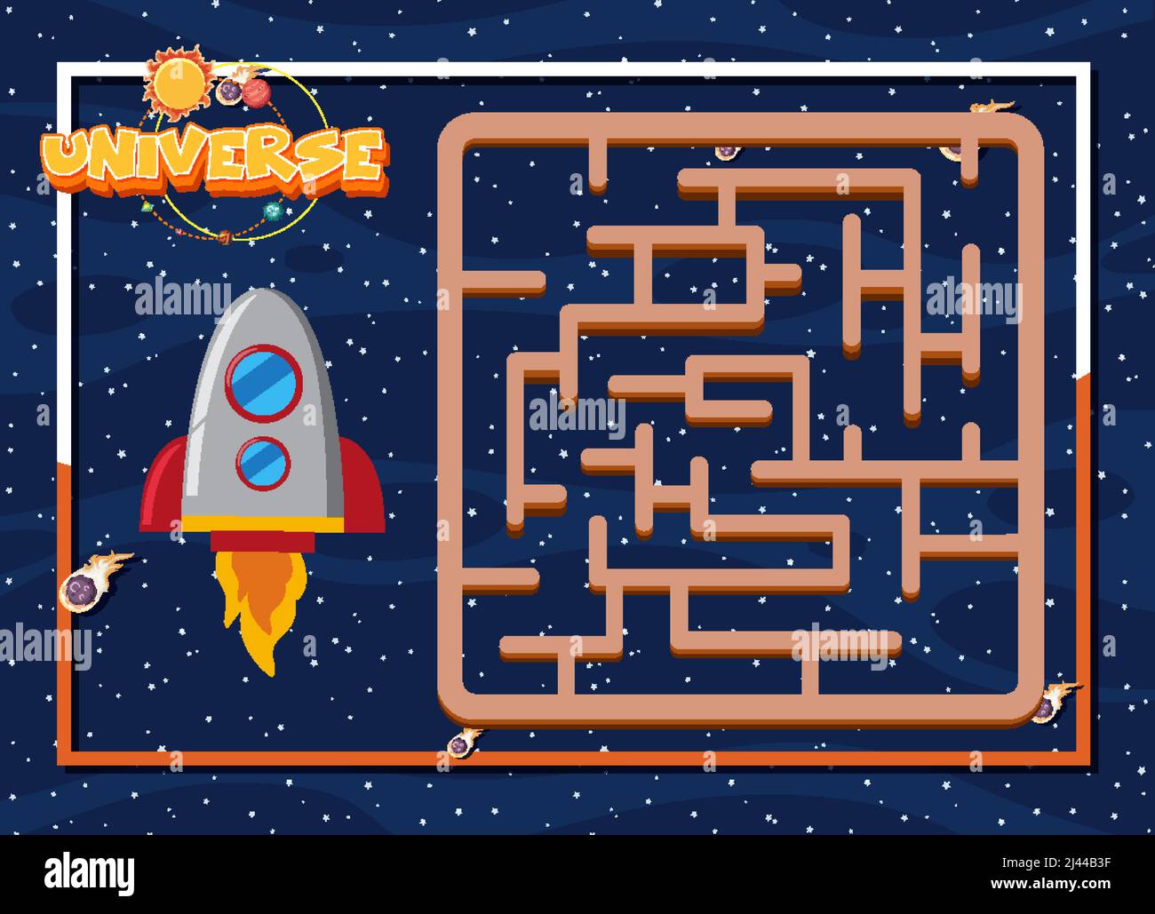 Game template with space theme background illustration Stock Vector ...