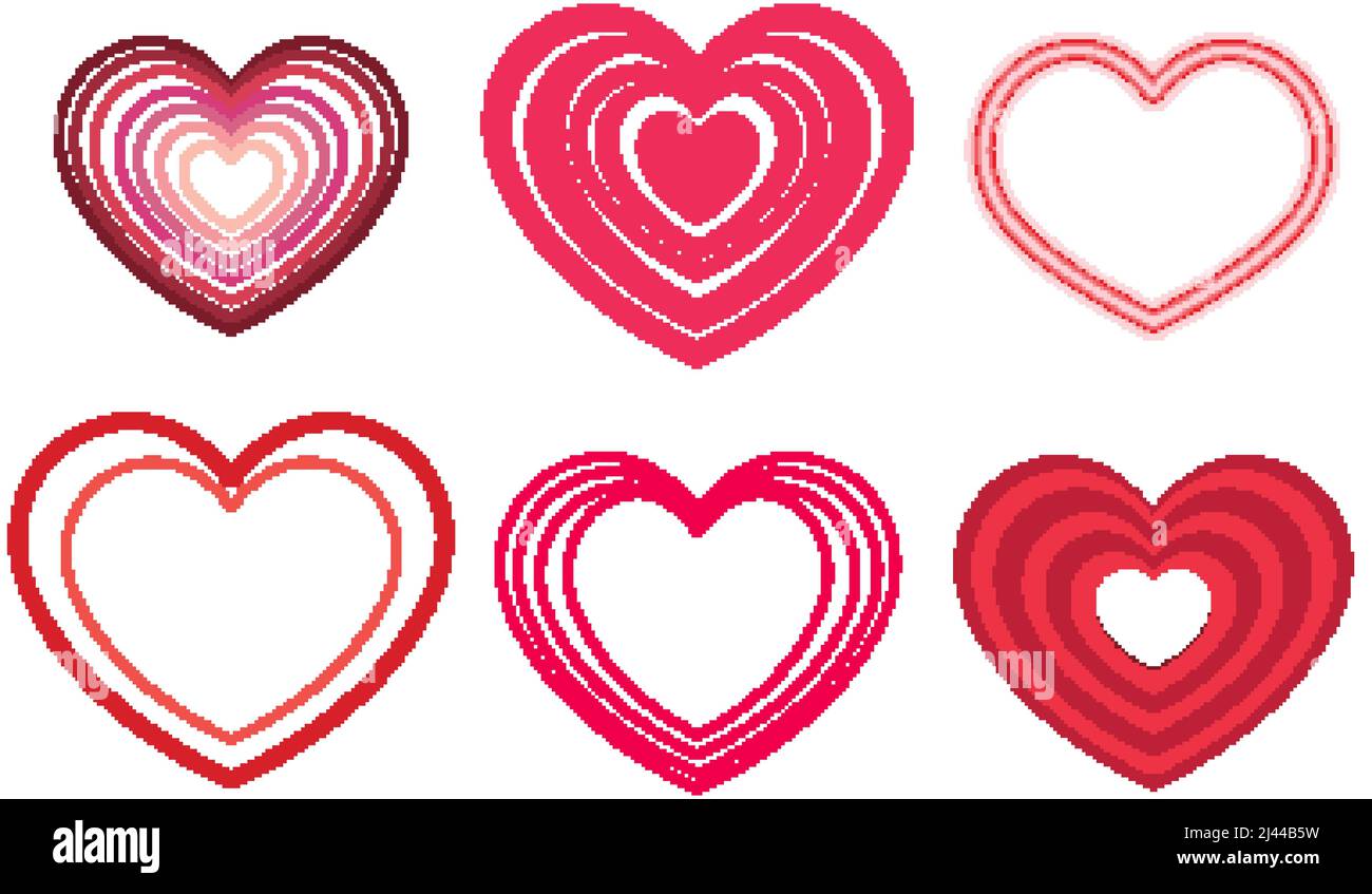 Cute hearts set in different style illustration Stock Vector Image ...