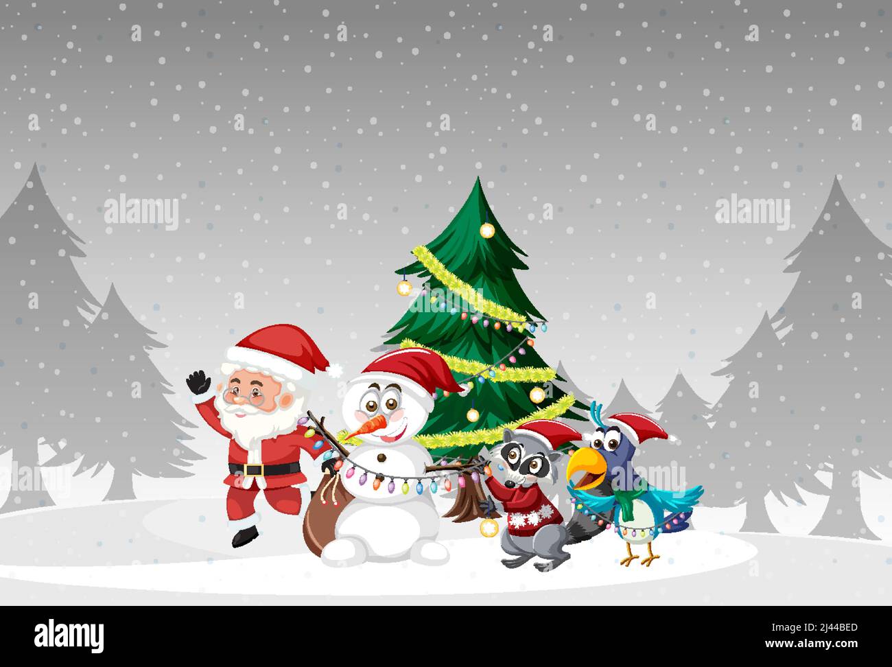 Christmas theme with Santa and snowman illustration Stock Vector Image ...