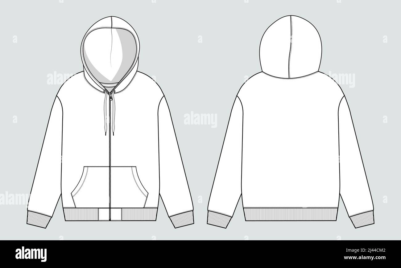 Fashion Technical Sketch For Men Hoodie Mockup Template Hoody Front And  Back View Technical Drawing Kids Clothes Sportswear Casual Urban Style  Isolated Object Of Stylish Wear Royalty Free SVG Cliparts Vectors And