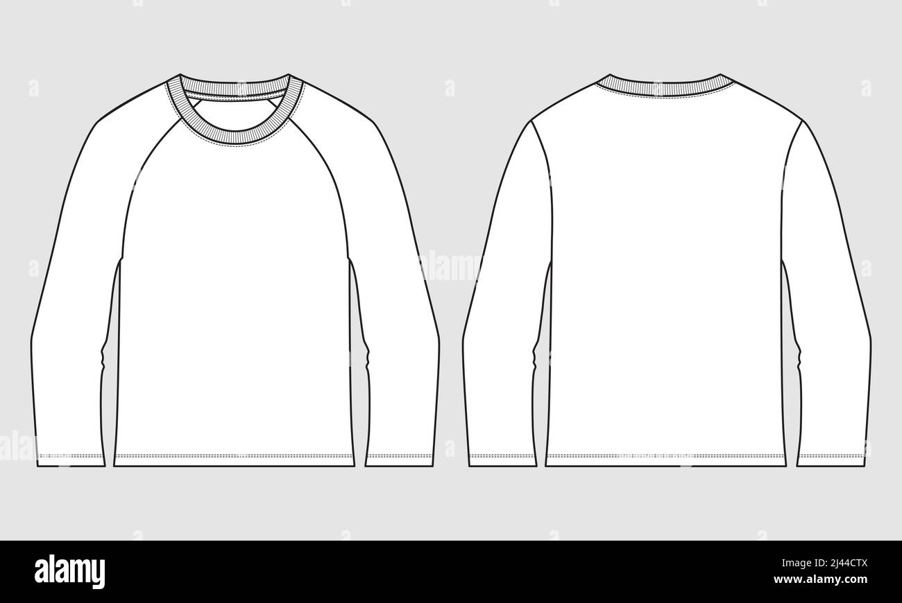 Long Sleeve t shirt fashion flat sketch vector illustration template ...