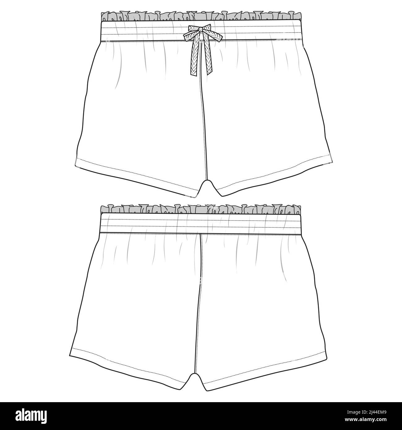 Boys Sweat Shorts vector fashion flat sketch template. Young Men