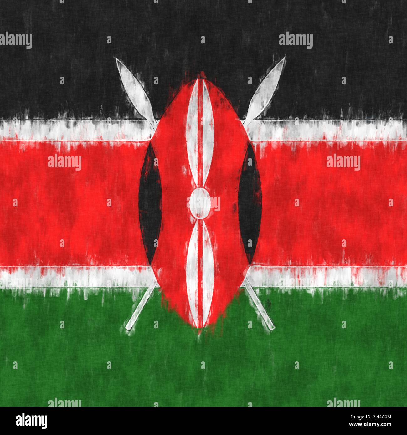 Kenya oil painting. Kenyan emblem drawing canvas. A painted picture of