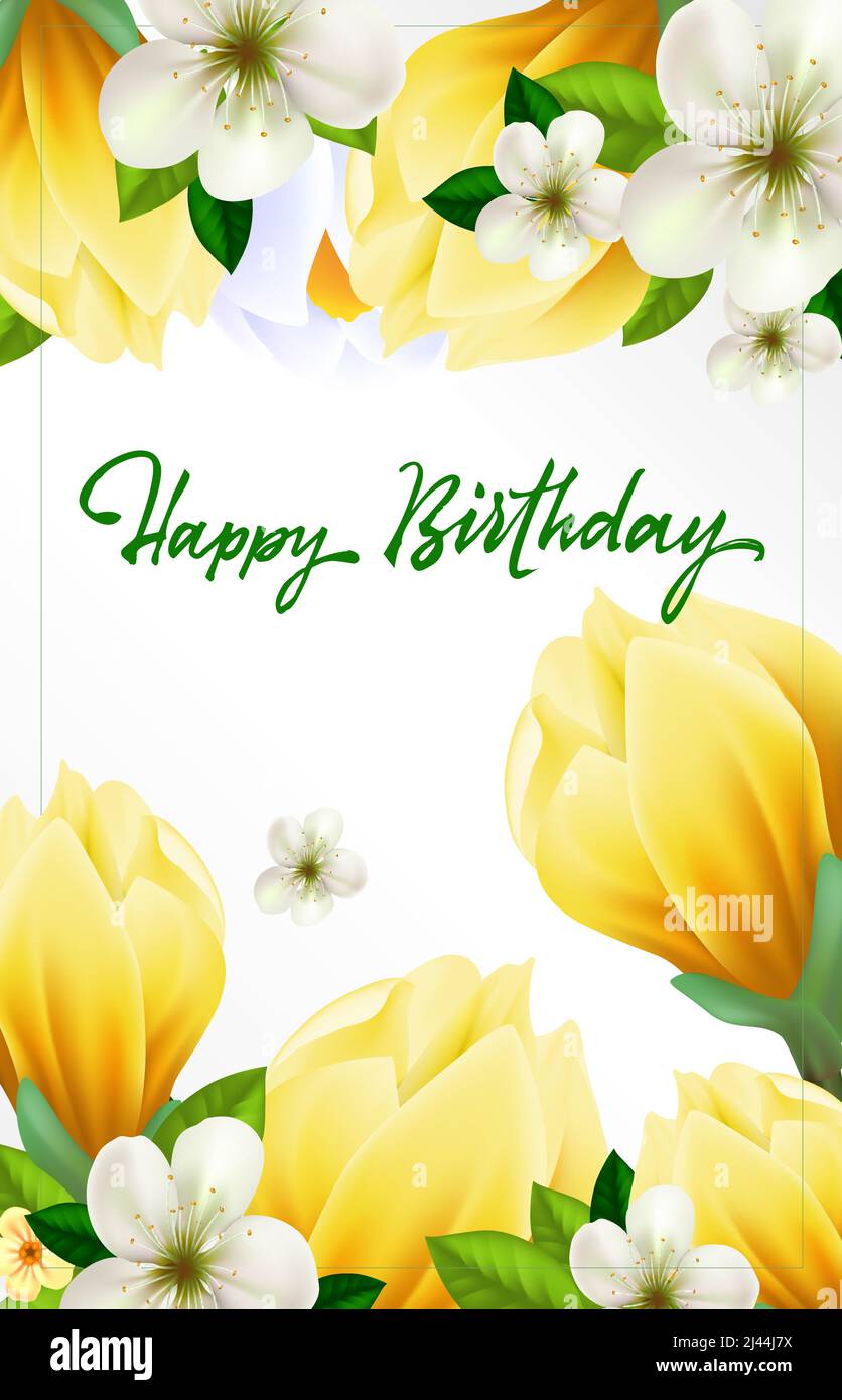 Happy Birthday lettering. Beautiful greeting card with wish and ...