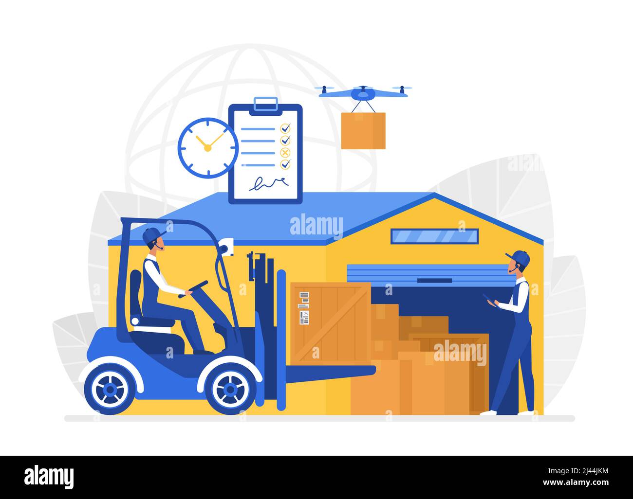 Worldwide global express delivery service. Large warehouse supplier