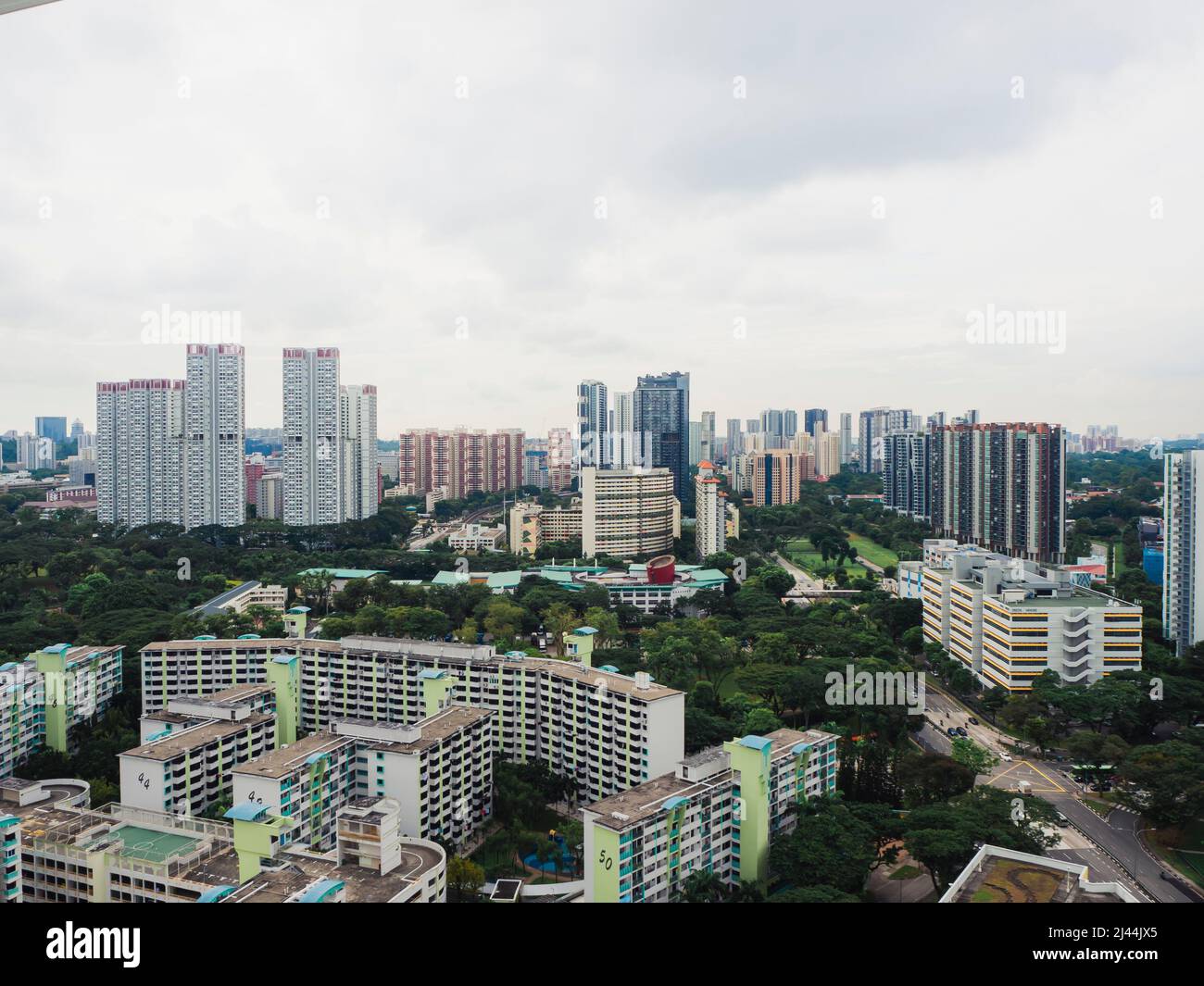 Aerial view of a residential estate in Singapore. Stock Photo