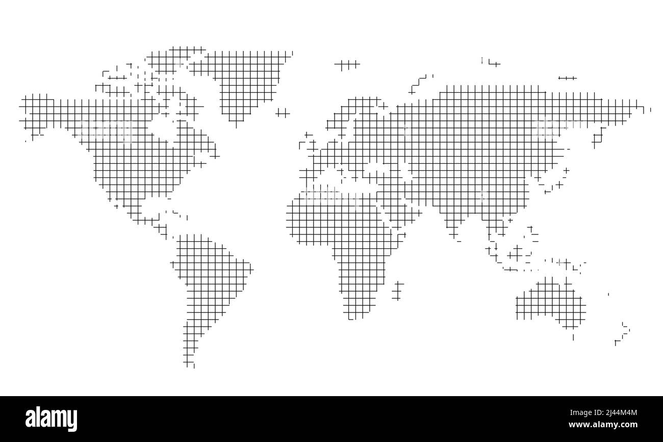 simple straight line map of the world, vector background Stock Vector