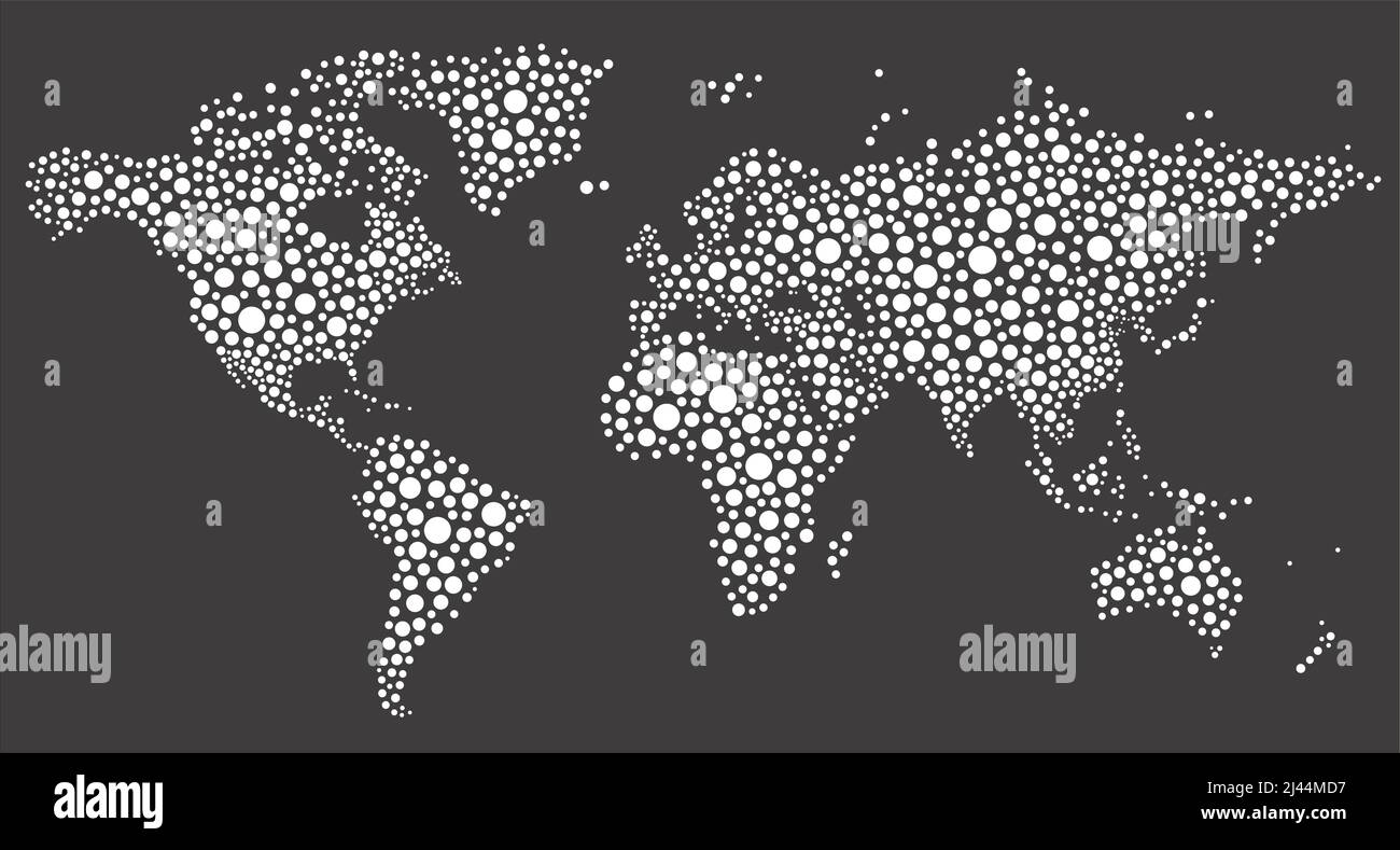 World map composed of different sizes polka dots Stock Vector Image ...