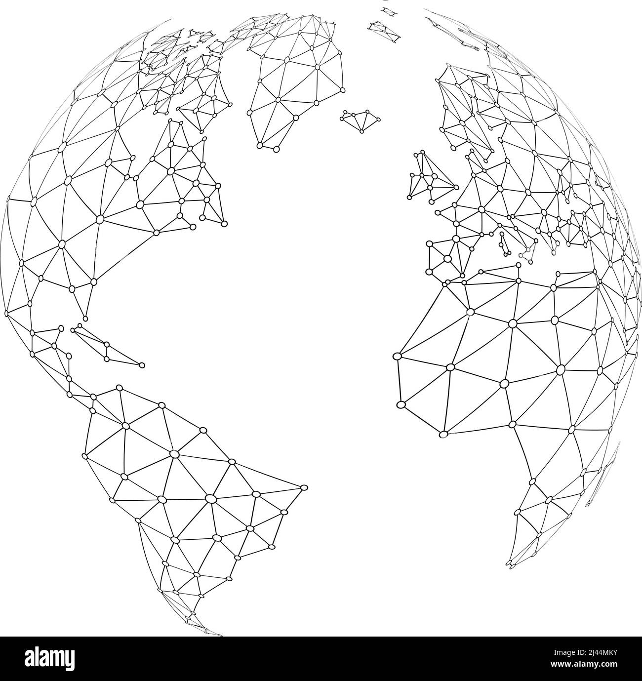 World wide internet network mesh. Social communications background. Earth map. Vector illustration Stock Vector