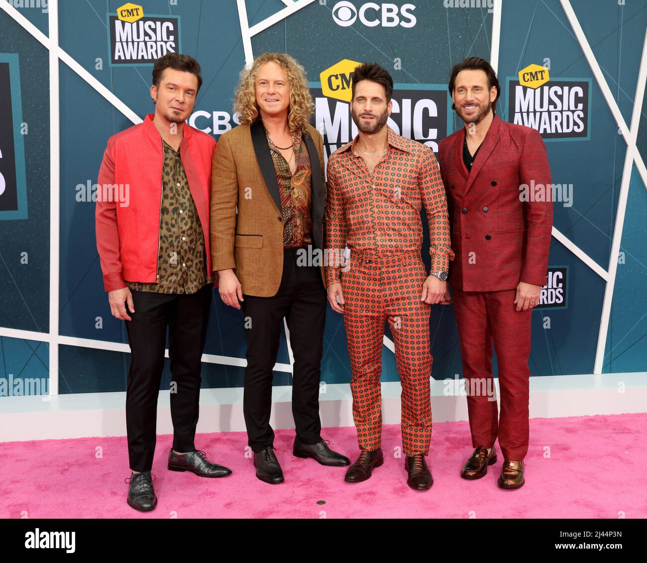 Tennessee, United States. 12th Apr, 2022. The group Parmalee arrives at the CMT Music Awards at the Municipal Auditorium in Nashville, Tennessee, Monday, April 11, 2022. Photo by John Sommers II/UPI Credit: UPI/Alamy Live News Stock Photo