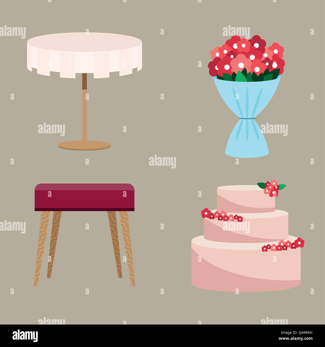 four wedding celebration set icons Stock Vector Image & Art - Alamy