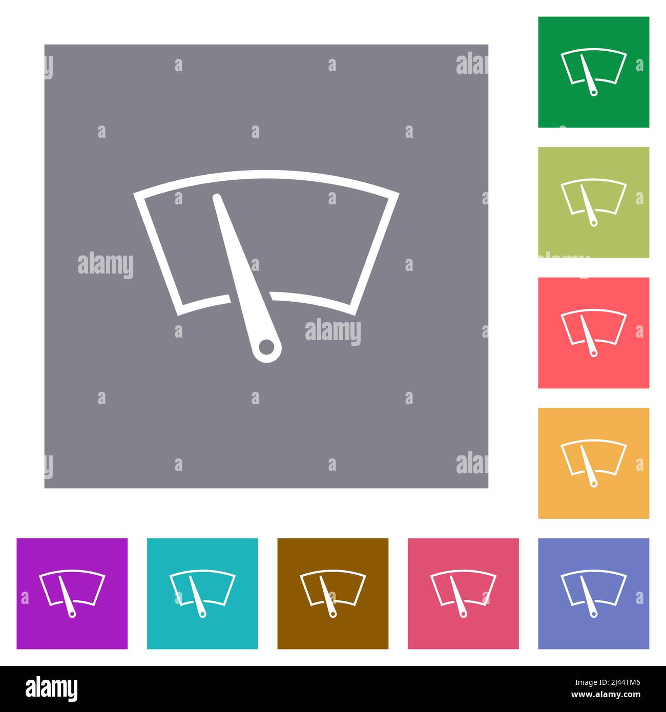 Windshield wiper flat icons on simple color square backgrounds Stock Vector