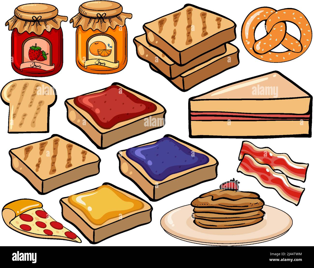 Food set with bread and jam illustration Stock Vector Image & Art Alamy