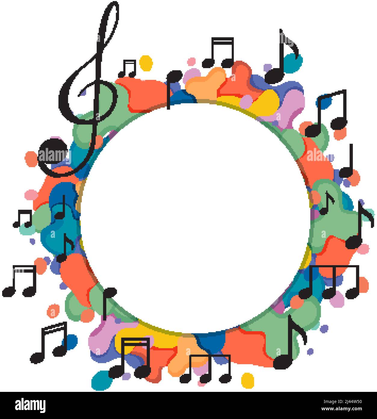 Banner Music Notes Colourful On White Background Illustration Stock