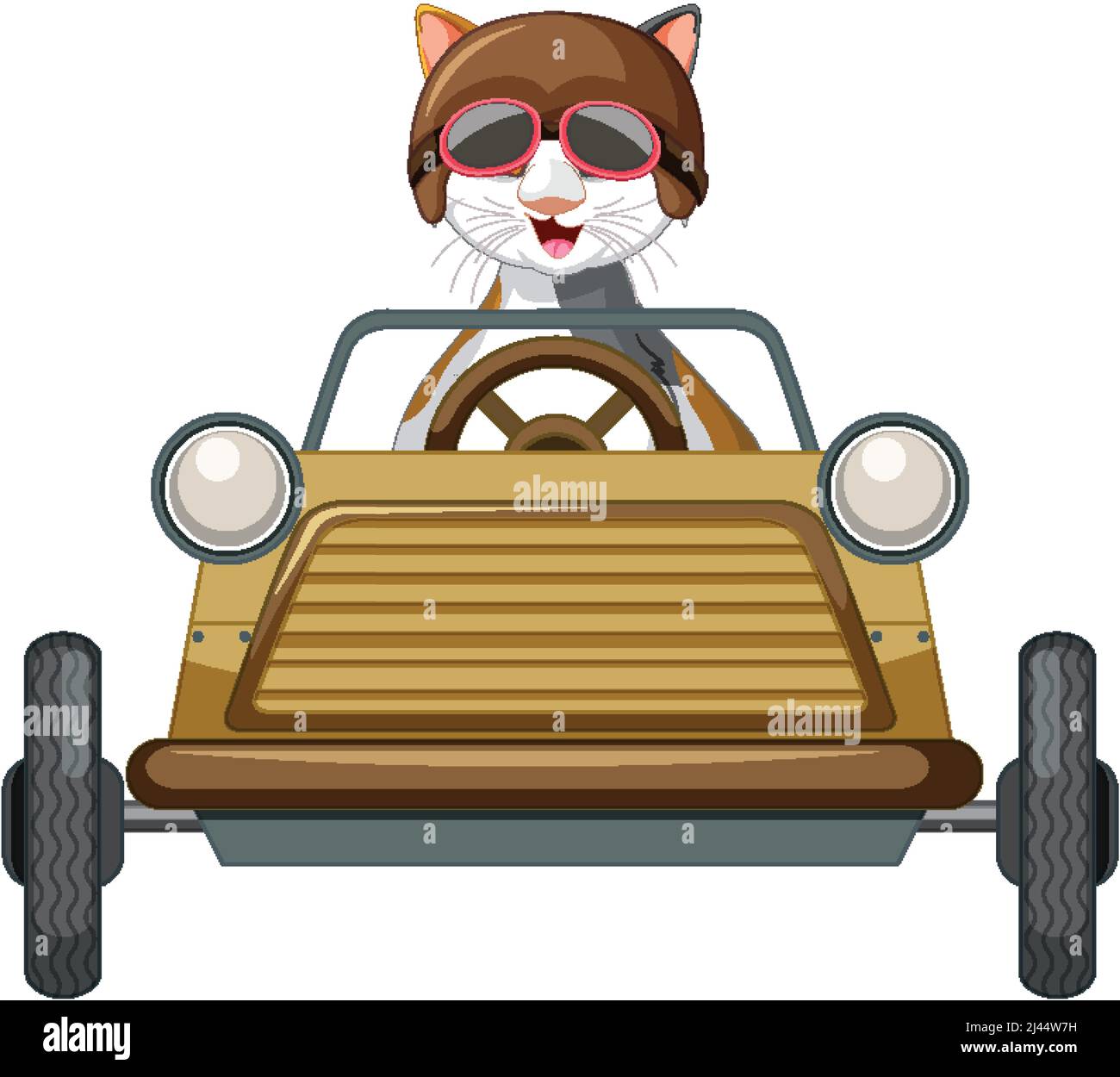 Cartoon cat and soap box derby car illustration Stock Vector Image