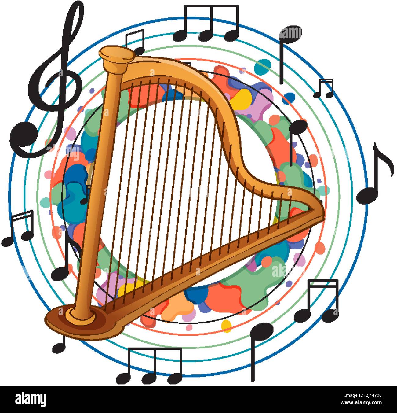 Harp instrument on white background illustration Stock Vector Image