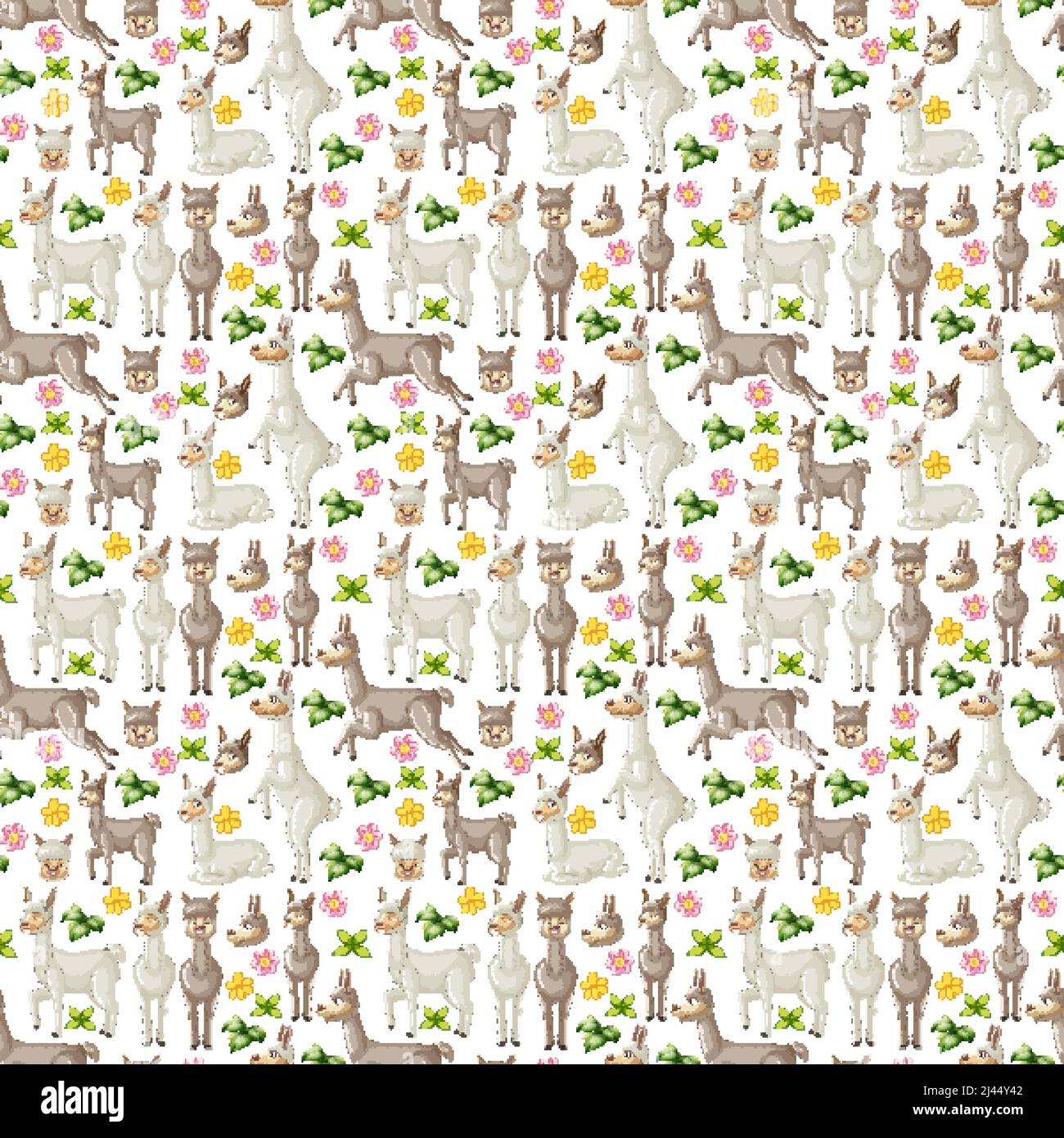 Cute animals cartoon seamless background illustration Stock Vector ...