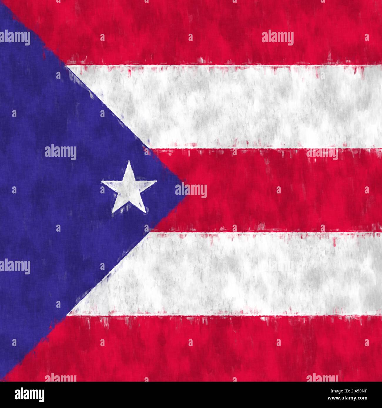 Puerto Rico oil painting. Puerto Rican emblem drawing canvas. A painted