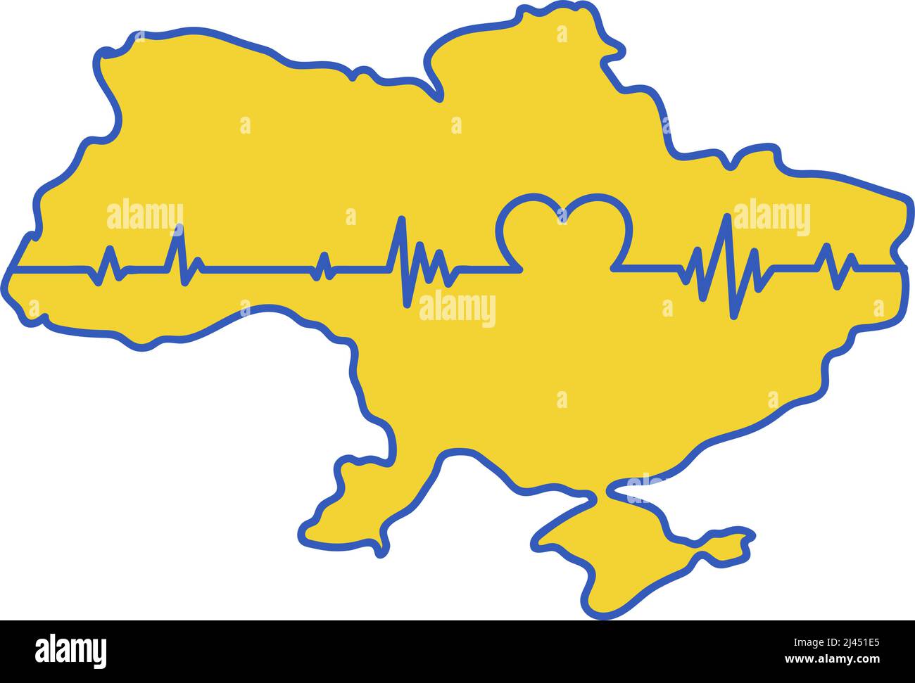 Stop War in Ukraine concept vector illustration. Heart, love for Ukraine, Ukrainian flag and map illustration. Save Ukraine from Russia. Stock Vector
