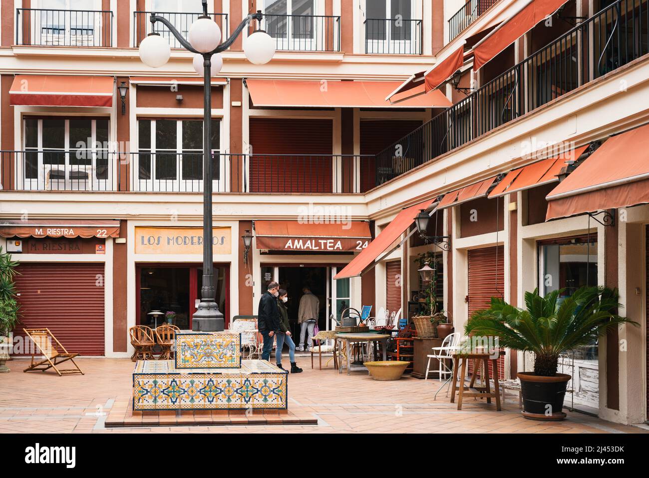 Madrid, Spain October 4, 2021 Traditional antique stores in El