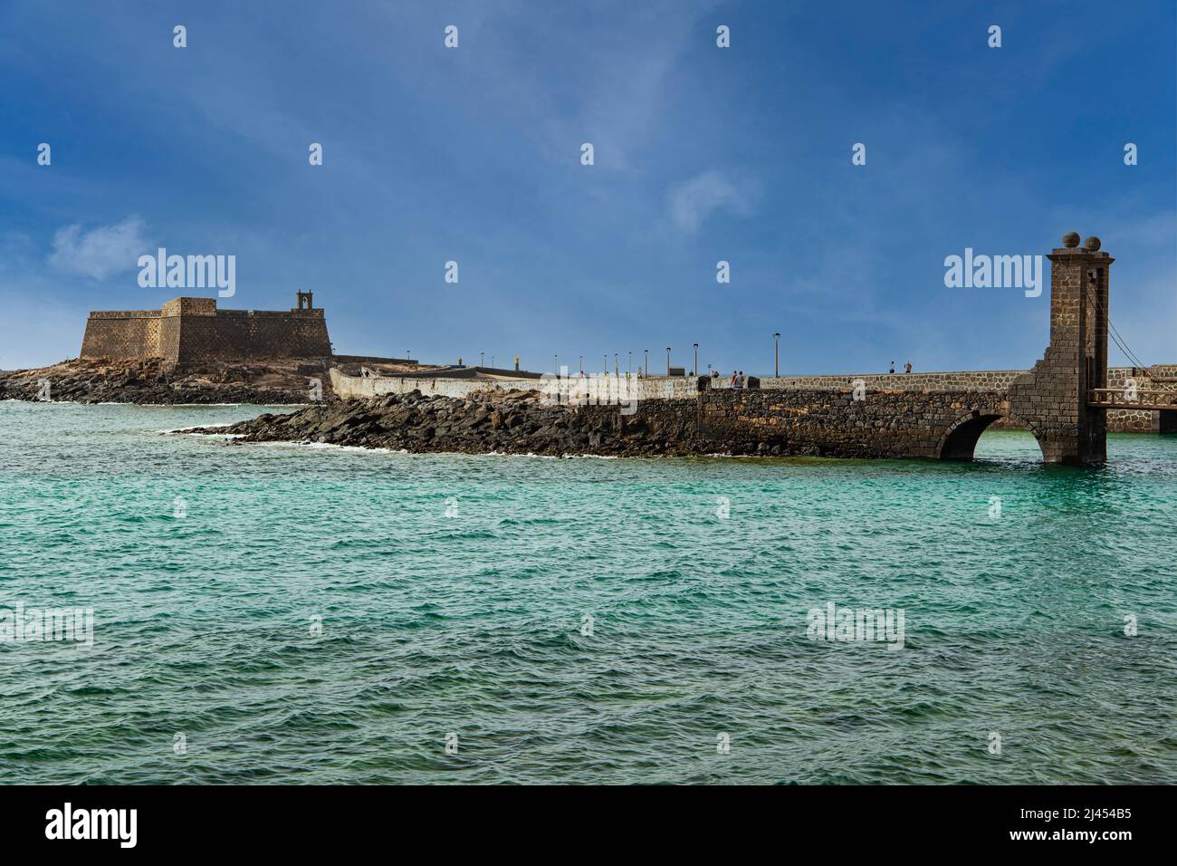 Kastell, Castillo de San Gabriel, Arrecife, Hauptstadt der Insel Lanzarote, kanarische Inseln, Kanaren, Spanien Stock Photo