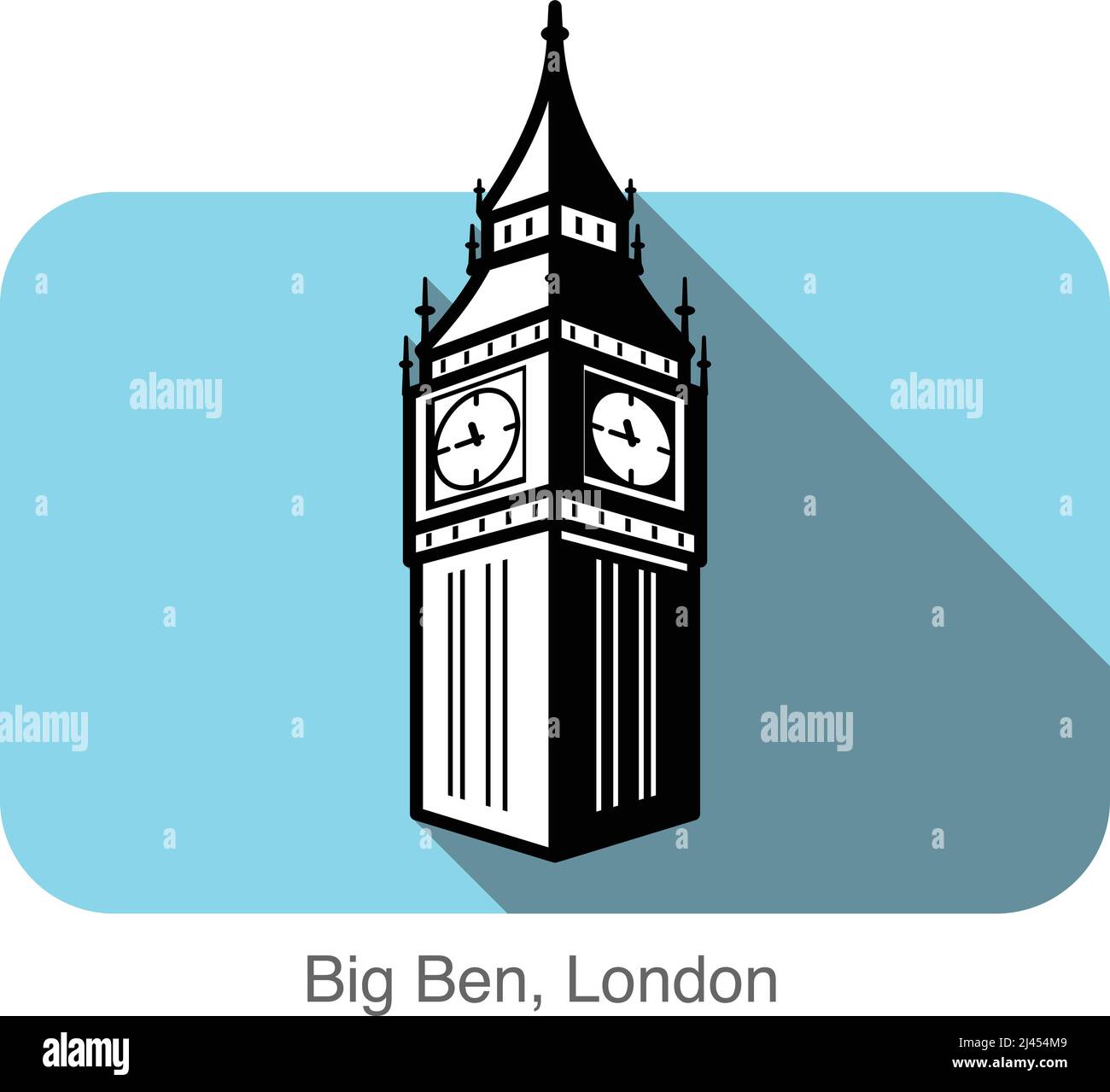 Big Ben, London, famous landmark flat icon design Stock Vector