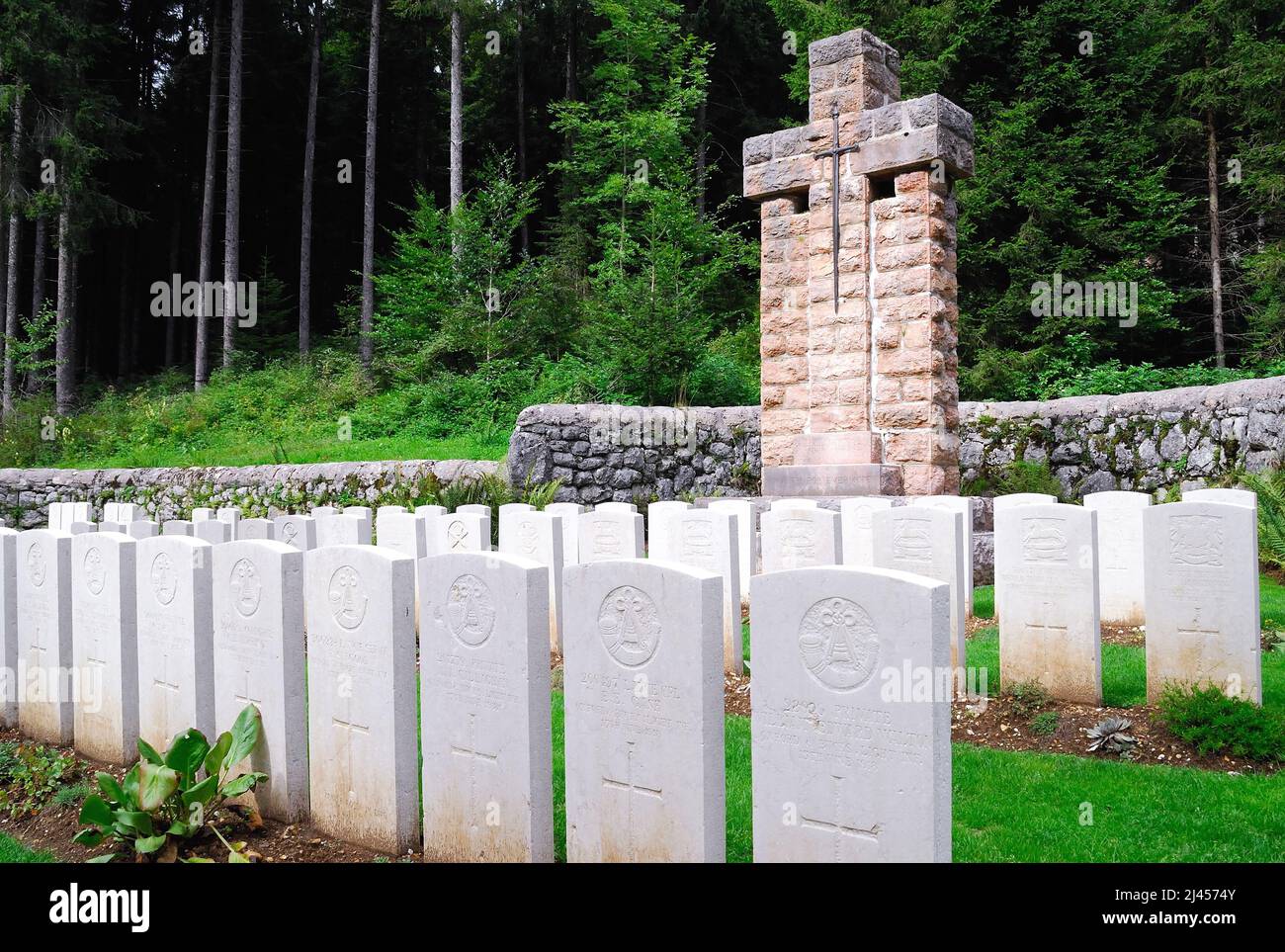 Asiago plateau, Veneto, Italy. WWI Boscon British war cemetery. Stock Photo