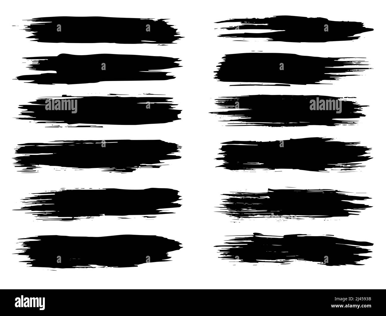 Collection of artistic grungy black paint hand made creative brush ...