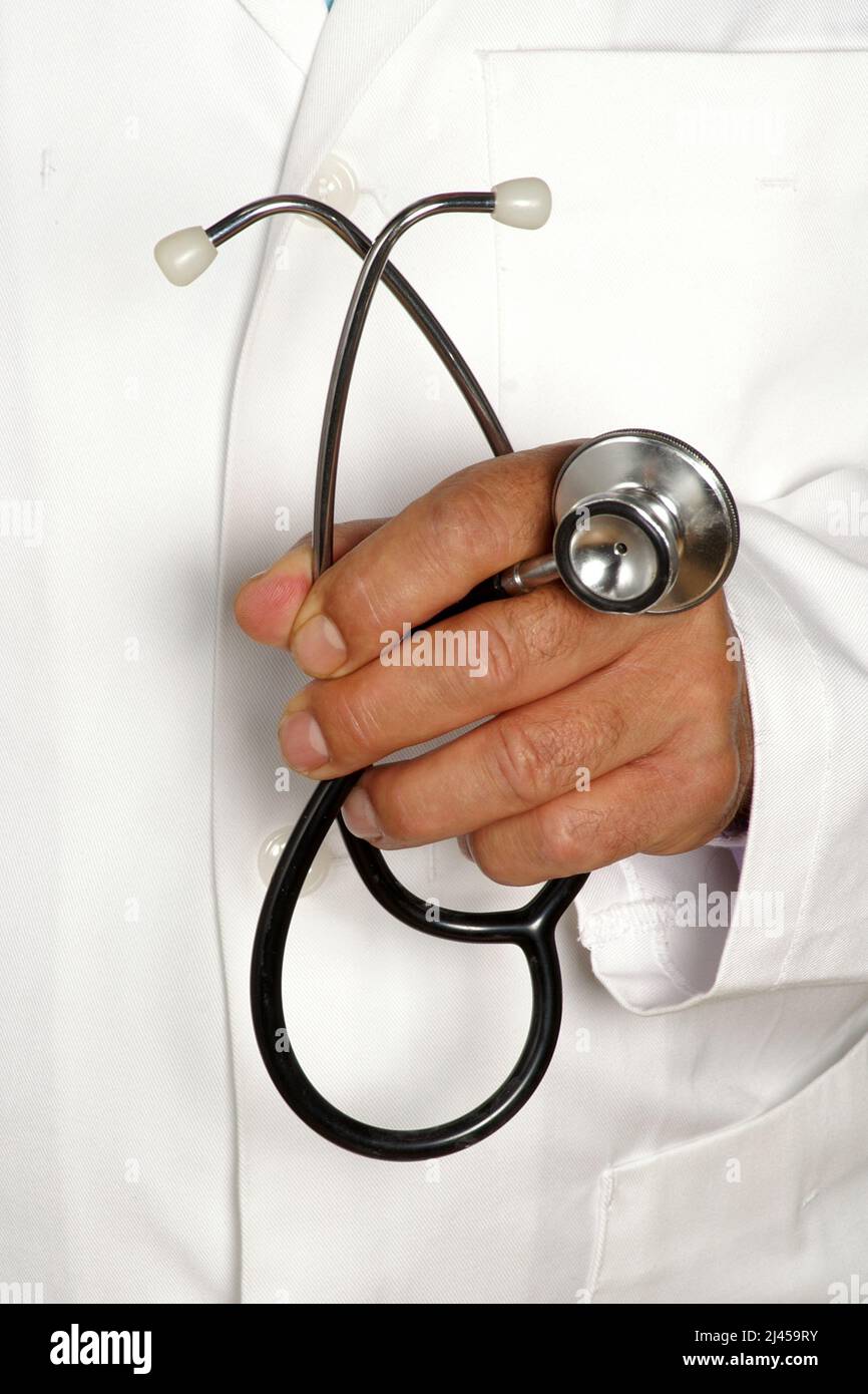 Ein Mediziner mit Stethoskop in der in der Hand, Stock Photo
