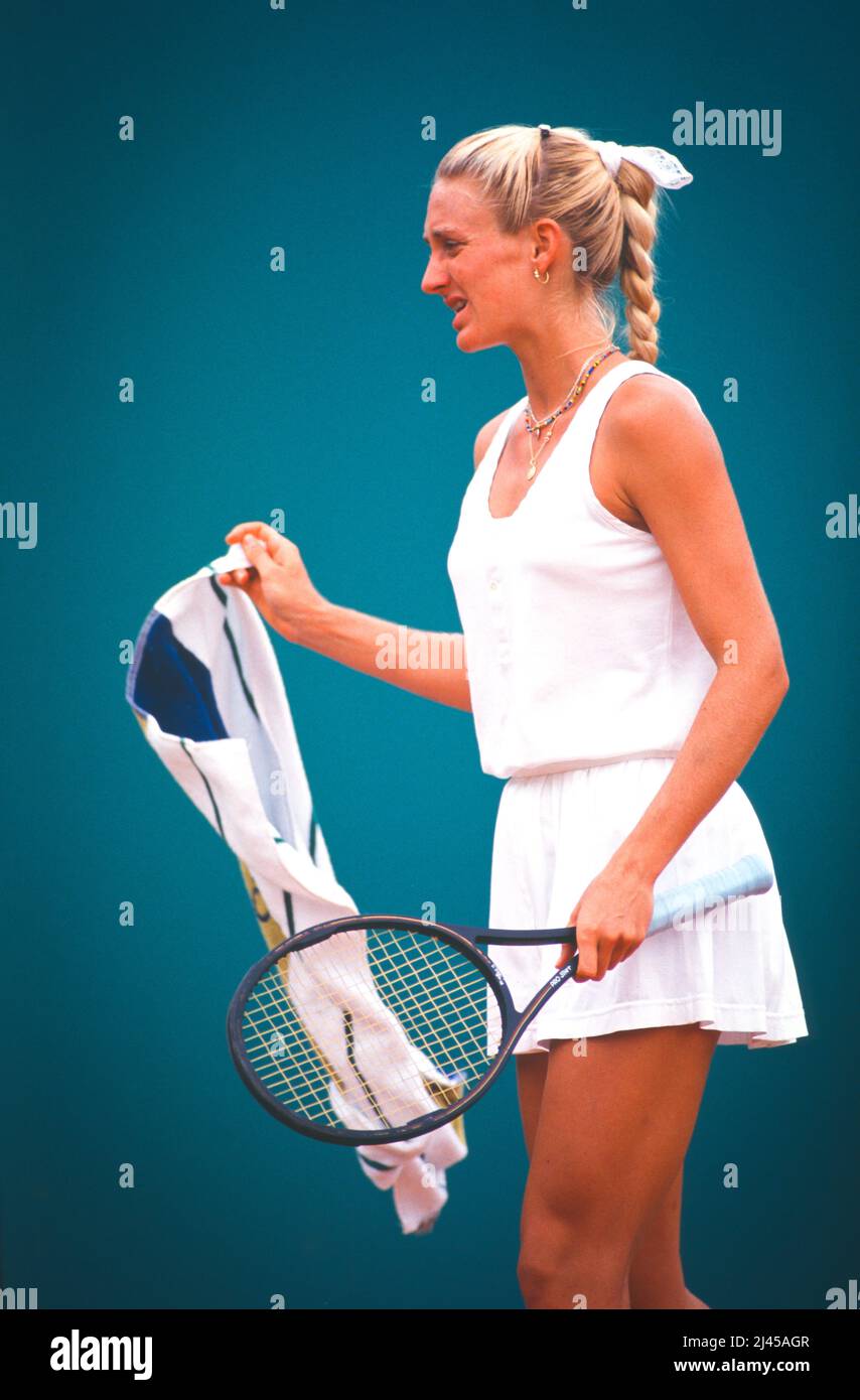 Professional tennis player Mary Pierce, here in May 1993, during the French Open, officially known as Roland-Garros Stock Photo