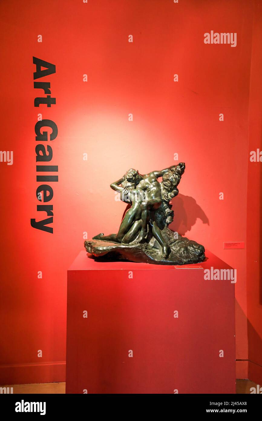 'Eternal Spring' bronze sculpture by sculptor Auguste Rodin on display at the Potteries Museum and Art Gallery, Stoke-on-Trent, Staffs, England, UK Stock Photo