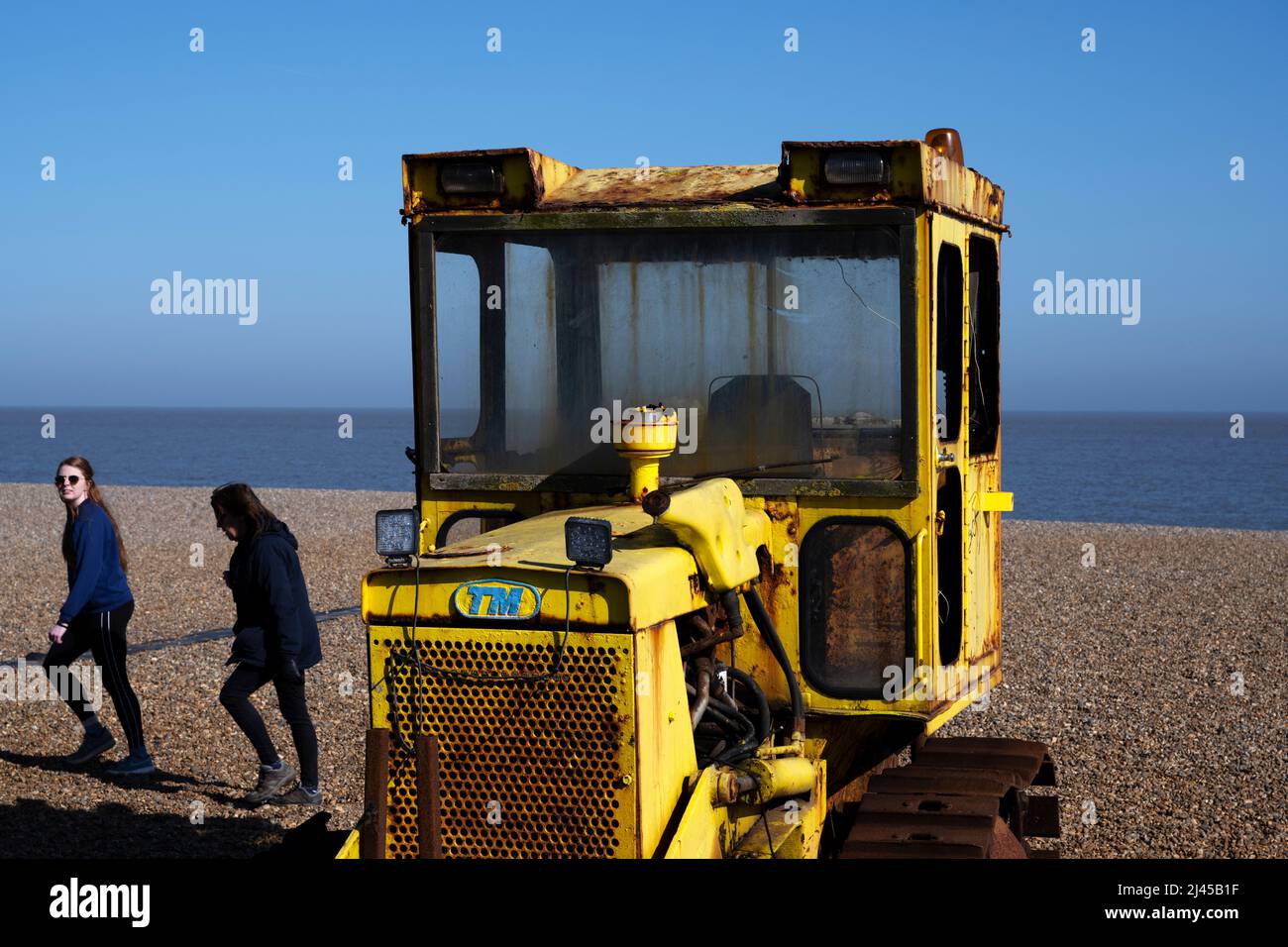 Track Marshall bulldozer used by fishermen Aldeburgh Suffolk Stock Photo