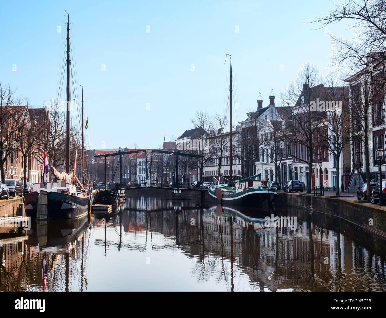 a vridge over a canal in the village Schiedam in Holland Stock Photo