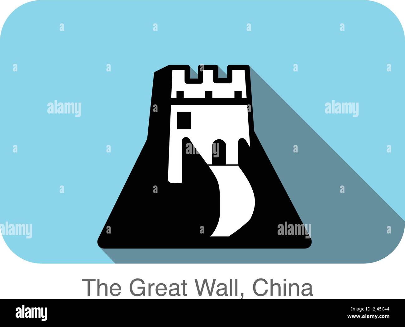 The Great Wall, China, famous landmark flat icon design, Famous scenic spot Stock Vector