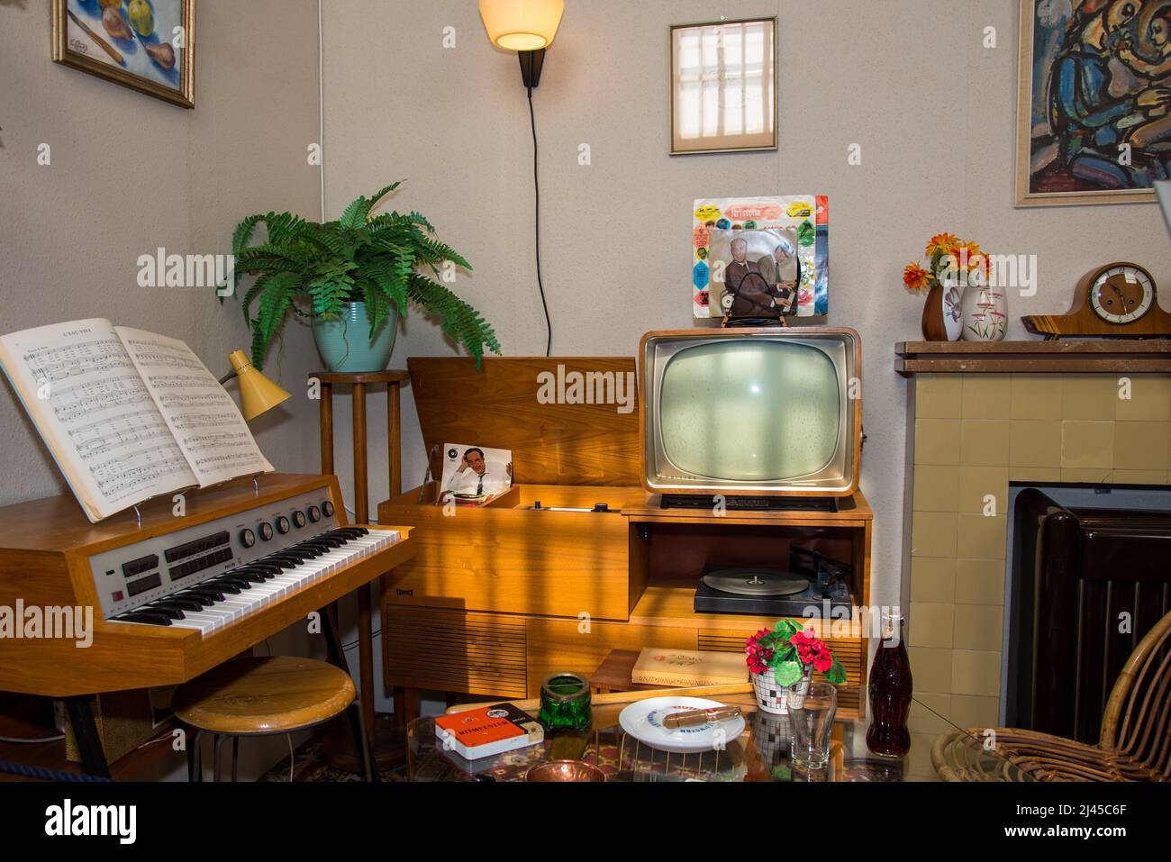 Hoorn, Netherlands, April 2022. The interior of a 1950s Dutch living