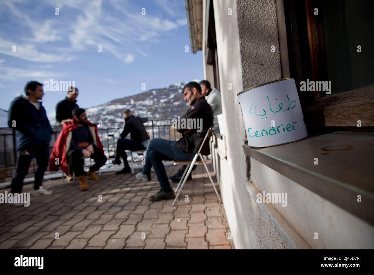 Migrant crisis in Briancon, December 15, 2021 (French Alps, south-eastern France),: everyday life of migrants at the association reception center “Les Stock Photo