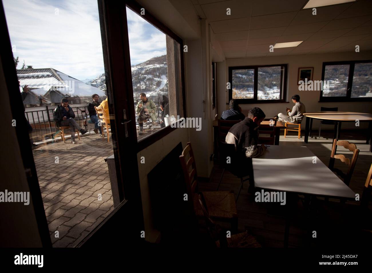 Migrant crisis in Briancon, December 15, 2021 (French Alps, south-eastern France),: everyday life of migrants at the association reception center “Les Stock Photo