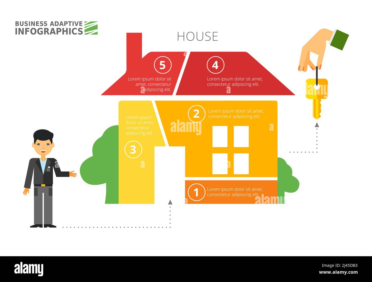 House metaphor diagram template. Option graph, part chart, layout. Creative concept for infographics, presentation, project, report. Can be used for t Stock Vector