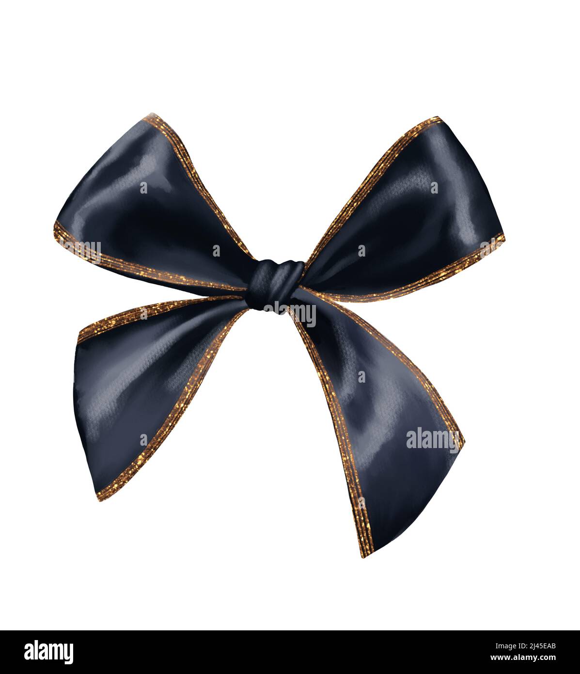 Black and gold bow isolated on white background. Digital paining Stock ...