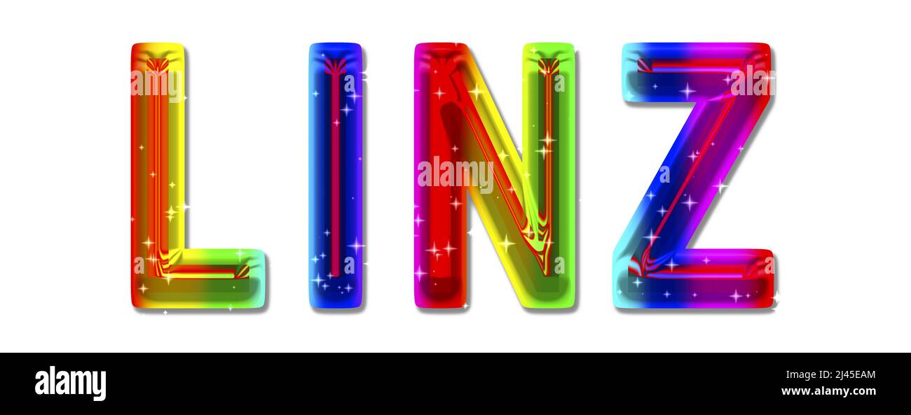 Colorful lettering with the name of the city LINZ Stock Photo - Alamy