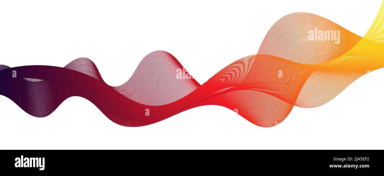 Fluid 3d background with smooth lines. Gradient blend, wide abstract banner with waves. Futuristic  modern linear pattern. Technology vector concept Stock Vector