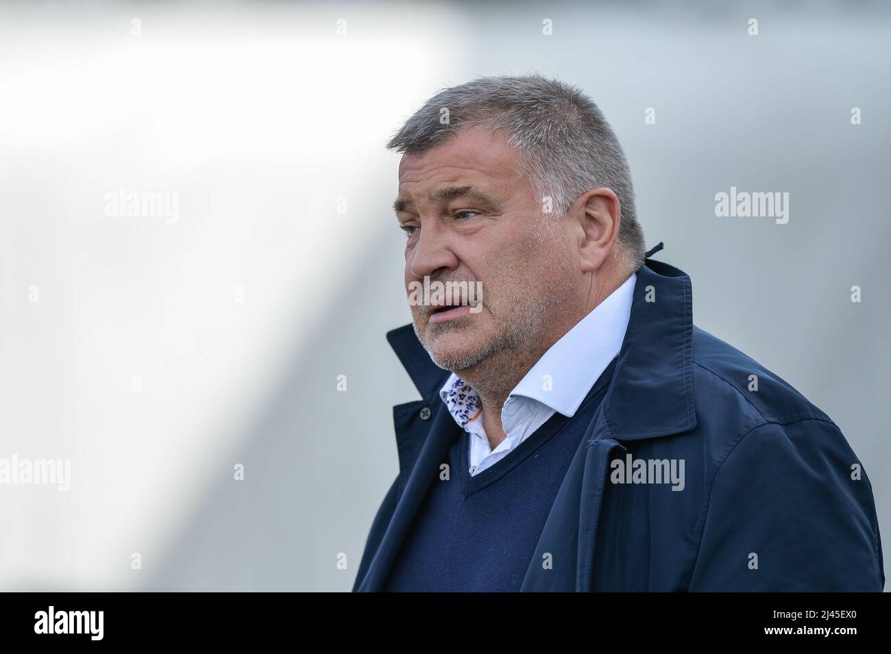 Wakefield, England - 10th April 2022 - England Head coach Shaun Wane in attendance. Rugby League Betfred Super Challenge Cup Quarter Finals Wakefield Trinity vs Wigan Warriors at Be Well Support Stadium, Wakefield, UK  Dean Williams Stock Photo