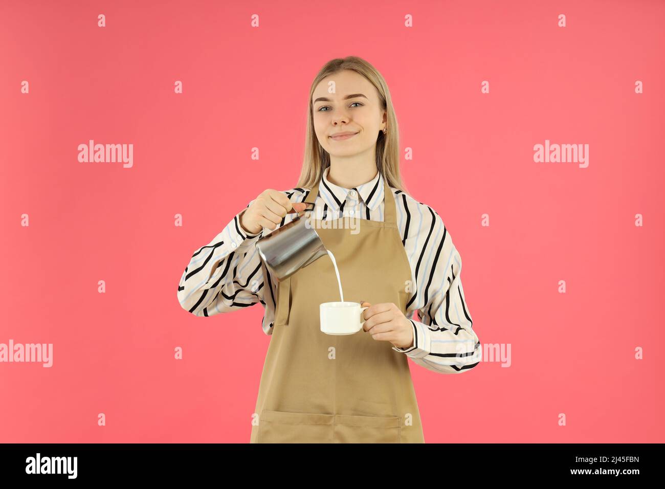 Concept of job with young woman waiter Stock Photo